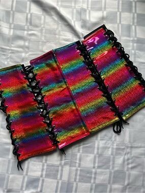 Daisy Corsets Lavish Rainbow Holographic Lace Corset Style Skirt